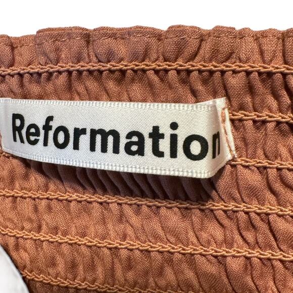 Reformation Dunes Dress Praline Smocked Mini Dress Size 2 NWOT - Picture 11 of 12